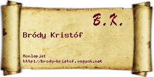 Bródy Kristóf névjegykártya